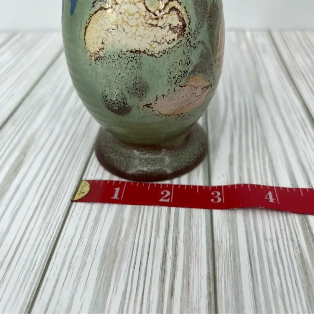 Bud Vase stoneware green brown floral glazed made in Germany